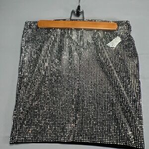Triple Seven Mini Skirt Women 1XL Black White Rhinestone Embellished Formal Wear